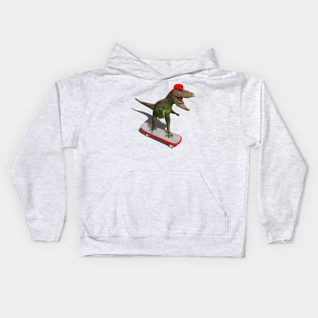 Skateboarding T-Rex Kids Hoodie by Packrat